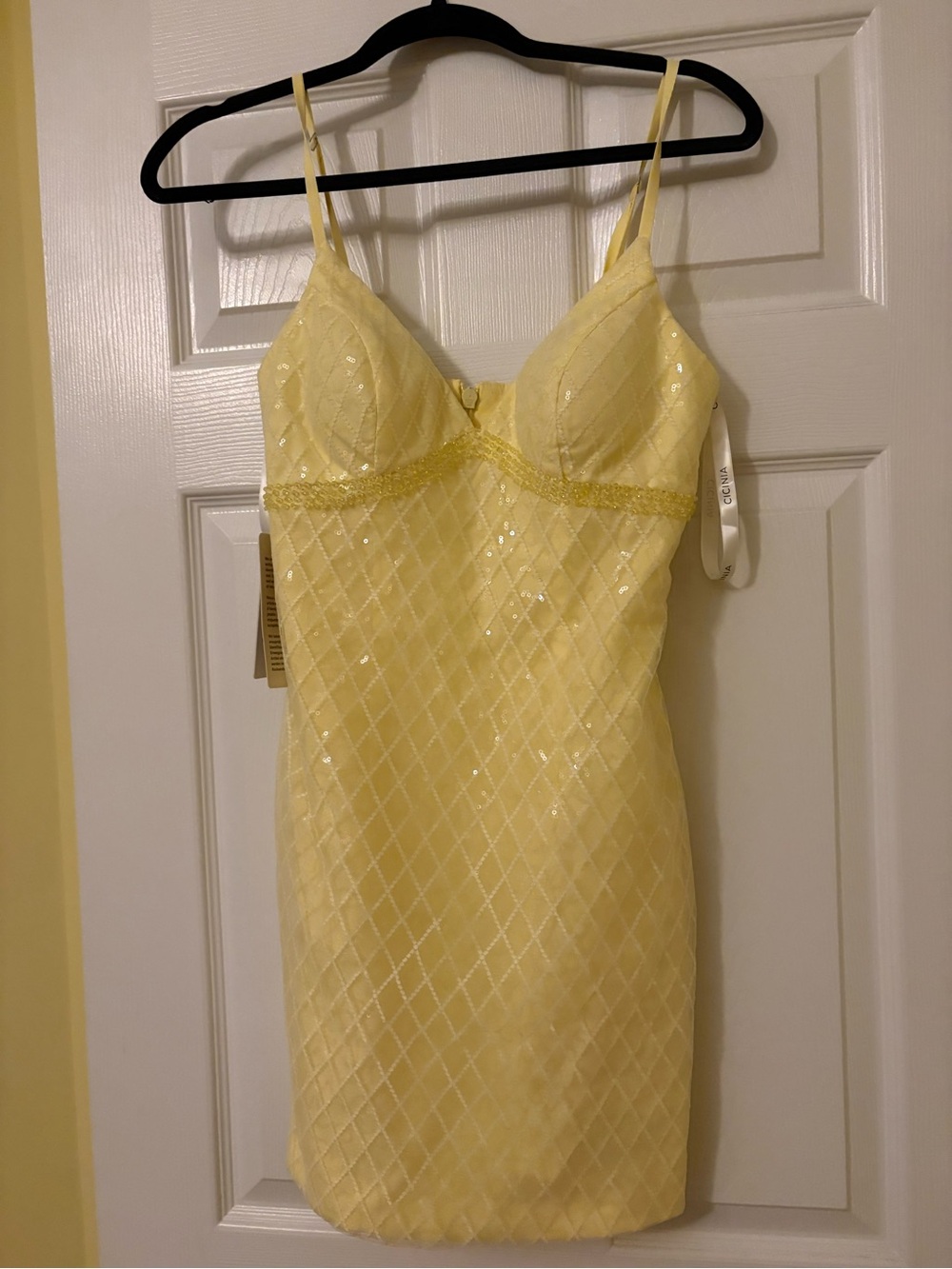 Cicinia Plaid Patchwork Daffodil V-Neck Wedding Guest Dress-Size 2-NWT
